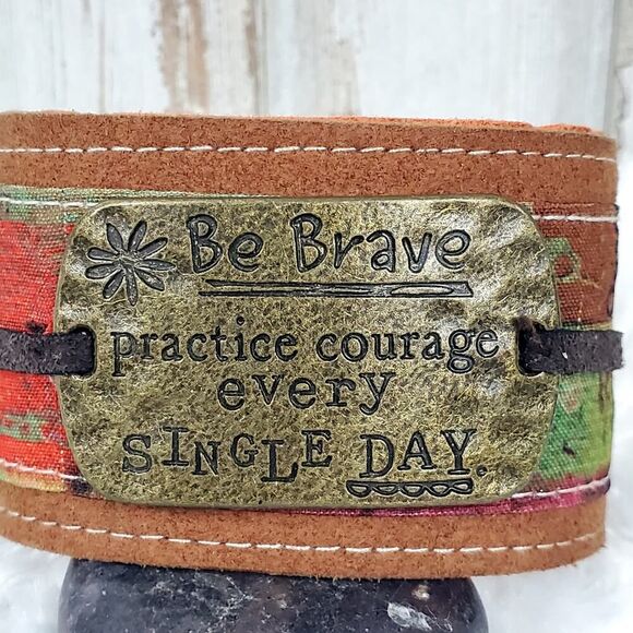 Be Brave Boho Snap Cuff Bracelet Rustic Orange - Picture 2 of 7